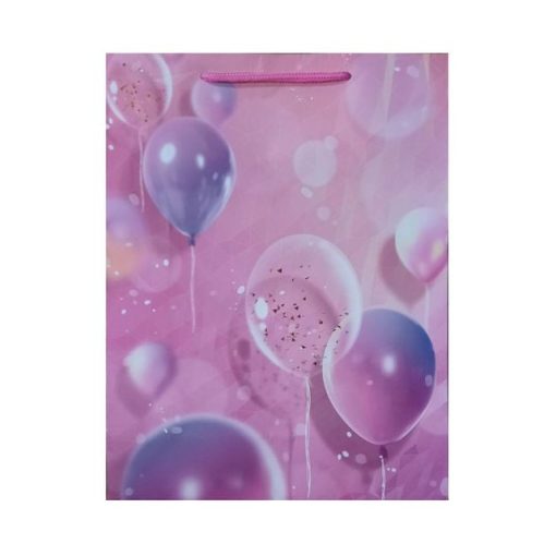 Ajándéktasak rózsaszín lufis (25,5 x 33 cm)