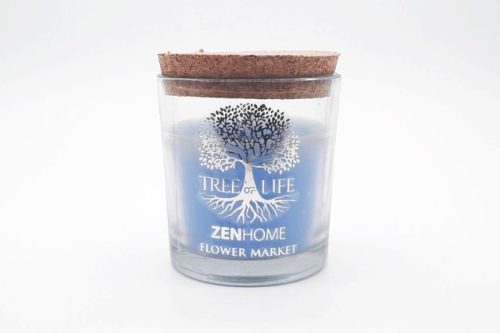 Flower market illatgyertya, életfa mintás üvegben (120g)
