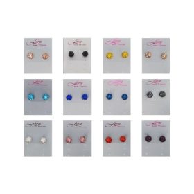   Kristályos, közepes gömb fülbevaló, több színben (8mm)