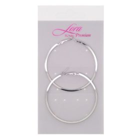 Közepes, széles karika fülbevaló, ezüst színben (6 cm)