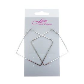 Ezüst színű négyzetes fülbevaló (6cm, 1 pár)