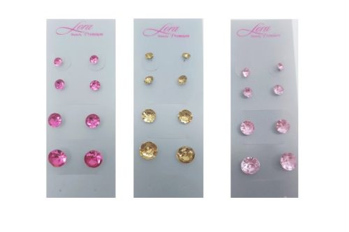 Rózsaszín-arany színű fülbevaló csomag (4 pár)