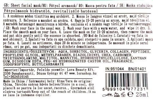 Hyaluronic Acid & Vitamin-E fátyolmaszk (25ml)