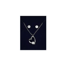 Szíves nyaklánc és fülbevaló szett, Preciosa kővel