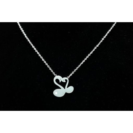 Nyaklánc Swarovski kristállyal fehér, hattyúpár